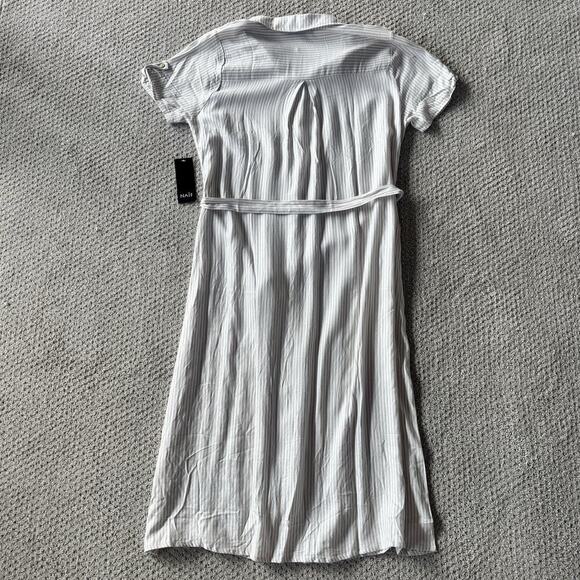 Naïf Dress Size L Lightweight Natural Beige Long Tunic Sleeve Belted Button Up - Picture 5 of 9